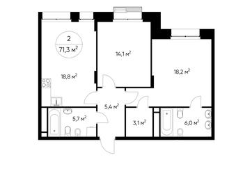 Продажа 2-комн. квартиры, 71,3 м² в ЖК «Резиденции Сколково», Каштановая улица, 1, рабочий посёлок Заречье, Одинцовский городской округ, Московская область, Россия #2 Продажа 2-комн. квартиры, 71,3 м² в ЖК «Резиденции Сколково», Каштановая улица, 1, рабочий посёлок Заречье, Одинцовский городской округ, Московская область, Россия #2