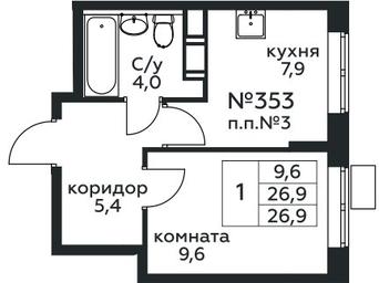Apartment Sale, 26.9平方米 at Tsvetochnye Poliany, kvartal № 23, Filimonkovskoye Municipal Formation, Moscow, Russia #3 Apartment Sale, 26.9平方米 at Tsvetochnye Poliany, kvartal № 23, Filimonkovskoye Municipal Formation, Moscow, Russia #3