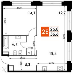 2-BD Apartment Sale, 58平方米 at Sydney Prime, Shenogina Street, Moscow, Russia #2