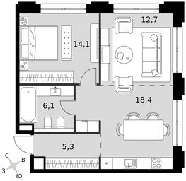 2-BD Apartment Sale, 58平方米 at Sydney Prime, Shenogina Street, Moscow, Russia #3