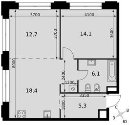 2-BD Apartment Sale, 58.6平方米 at Sydney Prime, Shenogina Street, Moscow, Russia #4