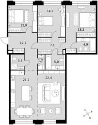 3-BD Apartment Sale, 128.6平方米 at Sydney Prime, Shenogina Street, Moscow, Russia #3