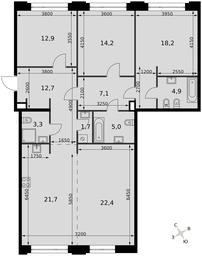 3-BD Apartment Sale, 128.6平方米 at Sydney Prime, Shenogina Street, Moscow, Russia #4