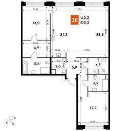 3-BD Apartment Sale, 112.6平方米 at Sydney Prime, Shenogina Street, Moscow, Russia #2