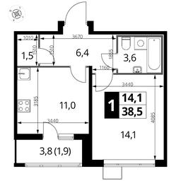 1-BD Apartment Sale, 38.2平方米 at Pervyi Lermontovskiy, zhiloy kompleks 1-y Lermontovskiy, Lyubertsy, Moscow Region, Russia #2 1-BD Apartment Sale, 38.2平方米 at Pervyi Lermontovskiy, zhiloy kompleks 1-y Lermontovskiy, Lyubertsy, Moscow Region, Russia #2