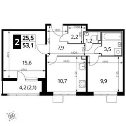 2-BD Apartment Sale, 53.2平方米 at Pervyi Lermontovskiy, zhiloy kompleks 1-y Lermontovskiy, Lyubertsy, Moscow Region, Russia #2