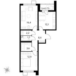 2-BD Apartment Sale, 59.1 sq. m. at Pervyi Lermontovskiy, zhiloy kompleks 1-y Lermontovskiy, Lyubertsy, Moscow Region, Russia #3