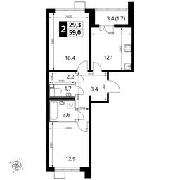 2-BD Apartment Sale, 59.1 sq. m. at Pervyi Lermontovskiy, zhiloy kompleks 1-y Lermontovskiy, Lyubertsy, Moscow Region, Russia #2