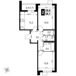 2-BD Apartment Sale, 58.1平方米 at Pervyi Lermontovskiy, zhiloy kompleks 1-y Lermontovskiy, Lyubertsy, Moscow Region, Russia #2 2-BD Apartment Sale, 58.1平方米 at Pervyi Lermontovskiy, zhiloy kompleks 1-y Lermontovskiy, Lyubertsy, Moscow Region, Russia #2