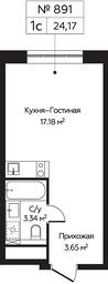 Apartment Sale, 24.17平方米 at Perets, Pyatnitskoye Highway, 58, Moscow, Russia #4