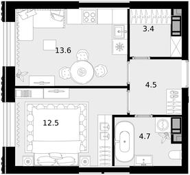 1-BD Apartment Sale, 38.5平方米 at Crystal, Generala Glagoleva Street, 16с1, Moscow, Russia #3 1-BD Apartment Sale, 38.5平方米 at Crystal, Generala Glagoleva Street, 16с1, Moscow, Russia #3