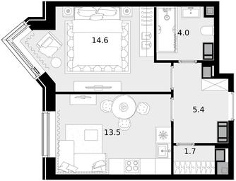 1-BD Apartment Sale, 39.2 sq. m. at Crystal, Generala Glagoleva Street, 16с1, Moscow, Russia #3