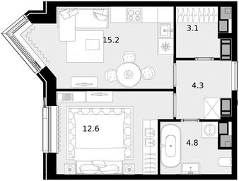 1-BD Apartment Sale, 40 sq. m. at Crystal, Generala Glagoleva Street, 16с1, Moscow, Russia #3 1-BD Apartment Sale, 40 sq. m. at Crystal, Generala Glagoleva Street, 16с1, Moscow, Russia #3