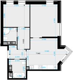 2-BD Apartment Sale, 61.9平方米 at Crystal, Generala Glagoleva Street, 16с1, Moscow, Russia #2 2-BD Apartment Sale, 61.9平方米 at Crystal, Generala Glagoleva Street, 16с1, Moscow, Russia #2
