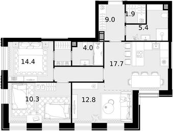 2-BD Apartment Sale, 77.6 sq. m. at Crystal, Generala Glagoleva Street, 16с1, Moscow, Russia #2 2-BD Apartment Sale, 77.6 sq. m. at Crystal, Generala Glagoleva Street, 16с1, Moscow, Russia #2