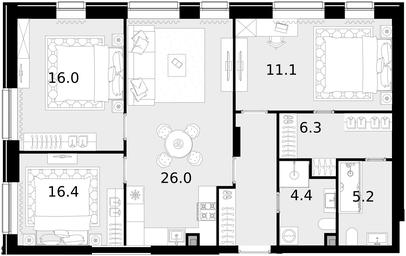 2-BD Apartment Sale, 92.9 sq. m. at Crystal, Generala Glagoleva Street, 16с1, Moscow, Russia #4