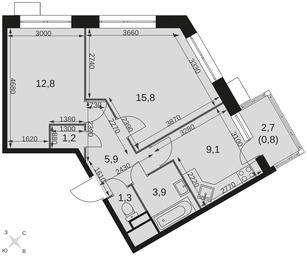 2-BD Apartment Sale, 52.1 sq. m. at Datskiy Kvartal, Datskiy Kvartal Residential Complex, posyolok Nagornoye, Mytishi Urban District, Moscow Region, Russia #4