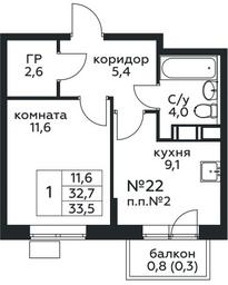 Продажа квартиры, 33,5 м² в ЖК «Цветочные Поляны», квартал № 23, поселение Филимонковское, Москва, Россия #2