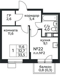 Продажа квартиры, 33,5 м² в ЖК «Цветочные Поляны», квартал № 23, поселение Филимонковское, Москва, Россия #3