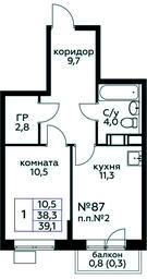 Apartment Sale, 39.1 sq. m. at Tsvetochnye Poliany, kvartal № 23, Filimonkovskoye Municipal Formation, Moscow, Russia #4