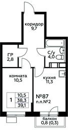 Apartment Sale, 39.1 sq. m. at Tsvetochnye Poliany, kvartal № 23, Filimonkovskoye Municipal Formation, Moscow, Russia #2 Apartment Sale, 39.1 sq. m. at Tsvetochnye Poliany, kvartal № 23, Filimonkovskoye Municipal Formation, Moscow, Russia #2