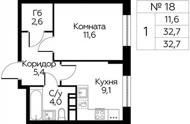 Apartment Sale, 32.7 sq. m. at Tsvetochnye Poliany, kvartal № 23, Filimonkovskoye Municipal Formation, Moscow, Russia #4