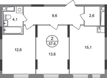 2-BD Apartment Sale, 57.6平方米 at Peredelkino Blizhnee, Korneya Chukovskogo Street, 1, Vnukovskoye Settlement, Moscow, Russia #2 2-BD Apartment Sale, 57.6平方米 at Peredelkino Blizhnee, Korneya Chukovskogo Street, 1, Vnukovskoye Settlement, Moscow, Russia #2