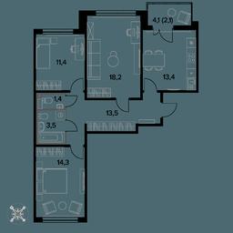 3-BD Apartment Sale, 77.8 sq. m. at Pervyi Leningradskiy, Pervy Leningradskiy Residential Complex, Moscow, Russia #3 3-BD Apartment Sale, 77.8 sq. m. at Pervyi Leningradskiy, Pervy Leningradskiy Residential Complex, Moscow, Russia #3