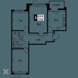 3-BD Apartment Sale, 77.8 sq. m. at Pervyi Leningradskiy, Pervy Leningradskiy Residential Complex, Moscow, Russia #2 3-BD Apartment Sale, 77.8 sq. m. at Pervyi Leningradskiy, Pervy Leningradskiy Residential Complex, Moscow, Russia #2