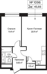 2-BD Apartment Sale, 41.66平方米 at Perets, Pyatnitskoye Highway, 58, Moscow, Russia #2