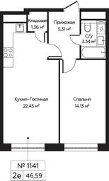 2-BD Apartment Sale, 46.59 sq. m. at Perets, Pyatnitskoye Highway, 58, Moscow, Russia #2