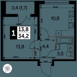 1-BD Apartment Sale, 34.1 sq. m. at Yzhnaya Bitsa, Yuzhnaya Bitsa Residential Complex, posyolok Bittsa, Leninskiy City District, Moscow Region, Russia #4