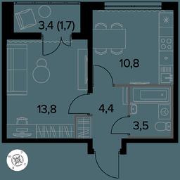 1-BD Apartment Sale, 34.1 sq. m. at Yzhnaya Bitsa, Yuzhnaya Bitsa Residential Complex, posyolok Bittsa, Leninskiy City District, Moscow Region, Russia #3