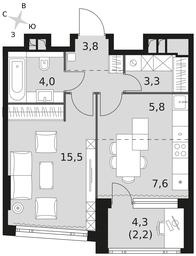 1-BD Apartment Sale, 42.2平方米 at Rotterdam, Varshavskoye Highway, 37Ак1с2, Moscow, Russia #3 1-BD Apartment Sale, 42.2平方米 at Rotterdam, Varshavskoye Highway, 37Ак1с2, Moscow, Russia #3