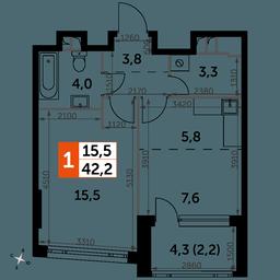 1-BD Apartment Sale, 42.2平方米 at Rotterdam, Varshavskoye Highway, 37Ак1с2, Moscow, Russia #2 1-BD Apartment Sale, 42.2平方米 at Rotterdam, Varshavskoye Highway, 37Ак1с2, Moscow, Russia #2