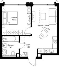1-BD Apartment Sale, 42平方米 at Multikvartal CITYZEN, Vishnyovaya Street, Moscow, Russia #4