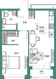 1-BD Apartment Sale, 44.34 sq. m. at Strana.Parkovaya, ulitsa Komarova, Mytischi, Moscow Region, Russia #2 1-BD Apartment Sale, 44.34 sq. m. at Strana.Parkovaya, ulitsa Komarova, Mytischi, Moscow Region, Russia #2