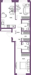 2-BD Apartment Sale, 62.44平方米 at Strana.Parkovaya, ulitsa Komarova, Mytischi, Moscow Region, Russia #3