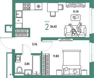 1-BD Apartment Sale, 36.63 sq. m. at Strana.Parkovaya, ulitsa Komarova, Mytischi, Moscow Region, Russia #2 1-BD Apartment Sale, 36.63 sq. m. at Strana.Parkovaya, ulitsa Komarova, Mytischi, Moscow Region, Russia #2