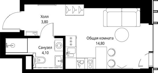 Apartment Sale, 22.7平方米 at VEER, Vereyskaya Street, Moscow, Russia #3