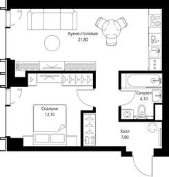 1-BD Apartment Sale, 45.8 sq. m. at VEER, Vereyskaya Street, Moscow, Russia #3