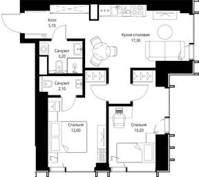 2-BD Apartment Sale, 49.9 sq. m. at VEER, Vereyskaya Street, Moscow, Russia #4