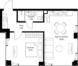 1-BD Apartment Sale, 44.6 sq. m. at VEER, Vereyskaya Street, Moscow, Russia #2
