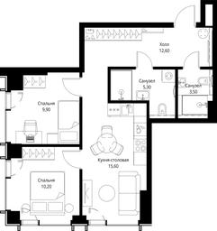 2-BD Apartment Sale, 57.1 sq. m. at VEER, Vereyskaya Street, Moscow, Russia #2 2-BD Apartment Sale, 57.1 sq. m. at VEER, Vereyskaya Street, Moscow, Russia #2