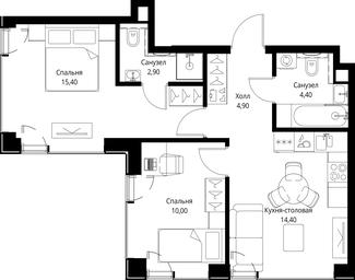 2-BD Apartment Sale, 52平方米 at VEER, Vereyskaya Street, Moscow, Russia #4