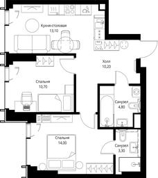 2-BD Apartment Sale, 56.1 sq. m. at VEER, Vereyskaya Street, Moscow, Russia #4