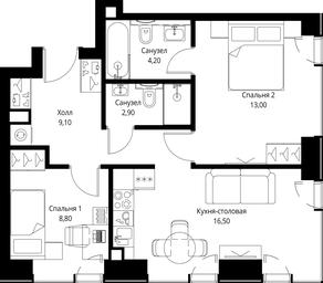 2-BD Apartment Sale, 54.5 sq. m. at VEER, Vereyskaya Street, Moscow, Russia #2 2-BD Apartment Sale, 54.5 sq. m. at VEER, Vereyskaya Street, Moscow, Russia #2