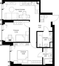 2-BD Apartment Sale, 56.4 sq. m. at VEER, Vereyskaya Street, Moscow, Russia #3 2-BD Apartment Sale, 56.4 sq. m. at VEER, Vereyskaya Street, Moscow, Russia #3
