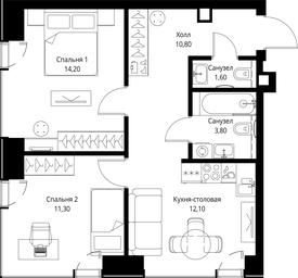2-BD Apartment Sale, 53.8平方米 at VEER, Vereyskaya Street, Moscow, Russia #2 2-BD Apartment Sale, 53.8平方米 at VEER, Vereyskaya Street, Moscow, Russia #2