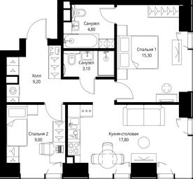 2-BD Apartment Sale, 59.2 sq. m. at VEER, Vereyskaya Street, Moscow, Russia #2